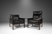 Load image into Gallery viewer, Set of Two (2) His and Her Model 500 Lounge Chairs in Rosewood and Distressed Vintage Leather by Hans Olsen for CS Møbler, Denmark, c. 1960s-ABT Modern