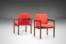 Load image into Gallery viewer, Set of Two (2) Jens Risom Accent Chairs in Original Red Upholstery on a Refinished Walnut Frame, USA, c. 1960s-ABT Modern