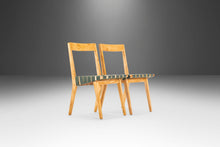 Load image into Gallery viewer, Set of Two (2) Jens Risom for Knoll Model 666 Side Chairs in Birch and Green Strapping, USA, c. 1960's-ABT Modern