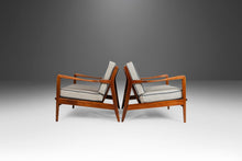 Load image into Gallery viewer, Set of Two (2) Lounge Chairs After Ib Kofod-Larsen on a Walnut Frame with New Tweed Upholstery, c. 1950s-ABT Modern