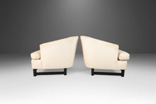 Load image into Gallery viewer, Set of Two (2) Low Profile Barrel Chairs After Edward Wormley for Dunbar in Original Fabric on Ebonized Bases, USA, c. 1960's-ABT Modern