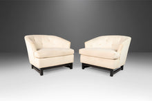 Load image into Gallery viewer, Set of Two (2) Low Profile Barrel Chairs After Edward Wormley for Dunbar in Original Fabric on Ebonized Bases, USA, c. 1960's-ABT Modern