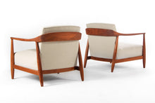 Load image into Gallery viewer, Set of Two ( 2 ) Low Profile Barrell Chairs by Erwin-Lambeth for Tomlinson in New Knoll Boucle Upholstery on a Sculptural Mahogany Frame-ABT Modern