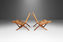 Load image into Gallery viewer, Set of Two (2) Low Profile Folding Chairs in Walnut & Paper Chord After Hans Wegner, c. 1960s-ABT Modern