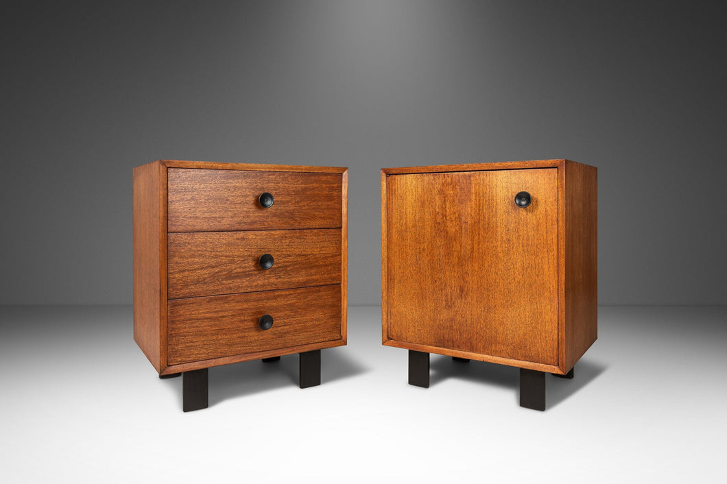Set of Two (2) Mid Century Modern End Tables / Dresser in Walnut by George Nelson for Herman Miller, USA, c. 1960's-ABT Modern