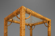 Load image into Gallery viewer, Set of Two (2) Mid Century Modern End Tables in Wicker w/ Glass Tops Attributed to Bieckley Brothers Rattan, USA, c. 1970s-ABT Modern