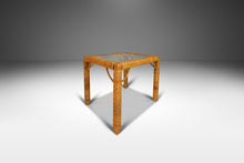 Load image into Gallery viewer, Set of Two (2) Mid Century Modern End Tables in Wicker w/ Glass Tops Attributed to Bieckley Brothers Rattan, USA, c. 1970s-ABT Modern