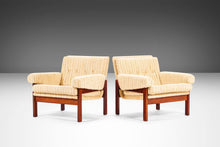 Load image into Gallery viewer, Set of Two (2) Mid Century Modern Low Profile Lounge Chairs in Rosewood and Nubby Original Fabric, Denmark, c. 1960s-ABT Modern
