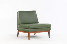 Load image into Gallery viewer, Set of Two (2) Mid Century Modern Slipper Chairs in Green Vinyl and Walnut-ABT Modern