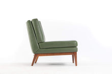 Load image into Gallery viewer, Set of Two (2) Mid Century Modern Slipper Chairs in Green Vinyl and Walnut-ABT Modern