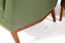 Load image into Gallery viewer, Set of Two (2) Mid Century Modern Slipper Chairs in Green Vinyl and Walnut-ABT Modern