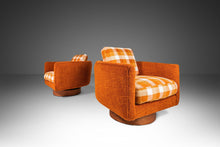 Load image into Gallery viewer, Set of Two (2) Mid Century Modern Swiveling Tub Barrell Chairs in Original Tweed Attributed to Milo Baughman, USA, c. 1970's-ABT Modern