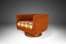 Load image into Gallery viewer, Set of Two (2) Mid Century Modern Swiveling Tub Barrell Chairs in Original Tweed Attributed to Milo Baughman, USA, c. 1970's-ABT Modern