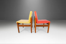 Load image into Gallery viewer, Set of Two (2) Minimalist Thonet Armless Chairs in Original Orange / Yellow Naugahyde Upholstery, USA, c. 1960's-ABT Modern