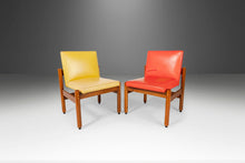 Load image into Gallery viewer, Set of Two (2) Minimalist Thonet Armless Chairs in Original Orange / Yellow Naugahyde Upholstery, USA, c. 1960's-ABT Modern