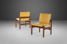 Load image into Gallery viewer, Set of Two (2) Minimalist Thonet Floating Walnut Chairs in the Original Yellow Vinyl, c. 1960s-ABT Modern