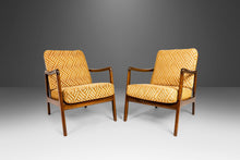 Load image into Gallery viewer, Set of Two (2) Model 109 Lounge Chairs by Ole Wanscher for John Stuart in Solid Walnut in Original Fabric, USA, c. 1956-ABT Modern