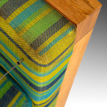 Load image into Gallery viewer, Set of Two (2) Modernist Cube Chairs / Club Chairs in Original Striped Fabric on Oak Bases After George Nelson for Herman Miller, c. 1970s-ABT Modern