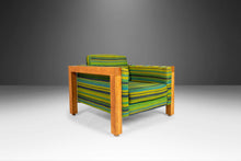 Load image into Gallery viewer, Set of Two (2) Modernist Cube Chairs / Club Chairs in Original Striped Fabric on Oak Bases After George Nelson for Herman Miller, c. 1970s-ABT Modern