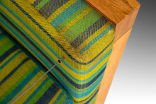 Load image into Gallery viewer, Set of Two (2) Modernist Cube Chairs / Club Chairs in Original Striped Fabric on Oak Bases After George Nelson for Herman Miller, c. 1970s-ABT Modern