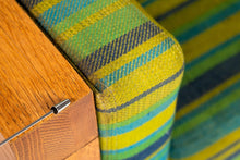 Load image into Gallery viewer, Set of Two (2) Modernist Cube Chairs / Club Chairs in Original Striped Fabric on Oak Bases After George Nelson for Herman Miller, c. 1970s-ABT Modern