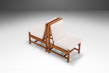 Load image into Gallery viewer, Set of Two (2) Oak Accent Chairs by Hickory Newly Upholstered in Knoll Ivory Boucle Fabric, USA, c. 1960's-ABT Modern