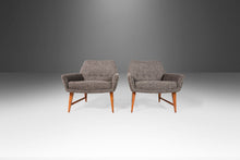 Load image into Gallery viewer, Set of Two (2) Restored Lounge Chairs After Gio Ponti Newly Upholstered and Set on an Angular Walnut Base, Italy, c. 1960's-ABT Modern