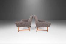 Load image into Gallery viewer, Set of Two (2) Restored Lounge Chairs After Gio Ponti Newly Upholstered and Set on an Angular Walnut Base, Italy, c. 1960's-ABT Modern