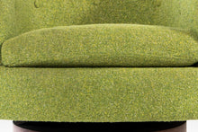 Load image into Gallery viewer, Set of Two ( 2 ) Swiveling Barrel Chairs in Original Green Tweed Attributed to Milo Baughman, USA, c. 1970's-ABT Modern