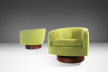 Load image into Gallery viewer, Set of Two ( 2 ) Swiveling Barrel Chairs in Original Green Tweed Attributed to Milo Baughman, USA, c. 1970's-ABT Modern