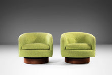 Load image into Gallery viewer, Set of Two ( 2 ) Swiveling Barrel Chairs in Original Green Tweed Attributed to Milo Baughman, USA, c. 1970's-ABT Modern