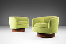 Load image into Gallery viewer, Set of Two ( 2 ) Swiveling Barrel Chairs in Original Green Tweed Attributed to Milo Baughman, USA, c. 1970's-ABT Modern