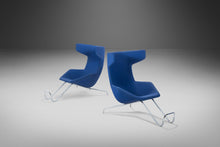 Load image into Gallery viewer, Set of Two (2) "Take a Line for a Walk" Lounge Chairs w/ Footrests in Blue Fabric by Alfredo Häberli for Moroso, Italy, c. 2000's-ABT Modern