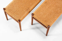 Load image into Gallery viewer, Set of Two (2) Teak Benches by Niels Moller for J.L. Mollers Mobelfabrik with Paper Cord Seats, c. 1960s-ABT Modern