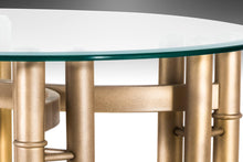 Load image into Gallery viewer, Set of Two (2) Tubular Hollywood Regency End Tables in Gold w/ Glass Tops, USA, c. 1980's-ABT Modern