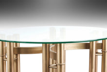 Load image into Gallery viewer, Set of Two (2) Tubular Hollywood Regency End Tables in Gold w/ Glass Tops, USA, c. 1980's-ABT Modern
