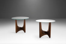 Load image into Gallery viewer, Set of Two (2) Walnut End Tables Attributed to Adrian Pearsall w/ Glass Tops, USA, c. 1960's-ABT Modern