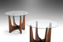 Load image into Gallery viewer, Set of Two (2) Walnut End Tables Attributed to Adrian Pearsall w/ Glass Tops, USA, c. 1960's-ABT Modern