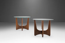 Load image into Gallery viewer, Set of Two (2) Walnut End Tables Attributed to Adrian Pearsall w/ Glass Tops, USA, c. 1960's-ABT Modern