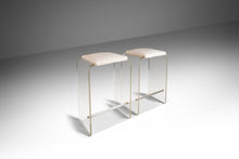 Load image into Gallery viewer, Set of Two ( 2) Waterfall Shaped Lucite Bar Height Barstools in Bouclé After Charles Hollis Jones, USA, c. 1980s-ABT Modern