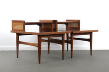 Load image into Gallery viewer, Set of Two Founders End tables / Night stands in Walnut and cane-ABT Modern