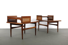 Load image into Gallery viewer, Set of Two Founders End tables / Night stands in Walnut and cane-ABT Modern