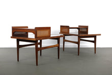 Load image into Gallery viewer, Set of Two Founders End tables / Night stands in Walnut and cane-ABT Modern