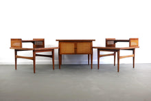Load image into Gallery viewer, Set of Two Founders End tables / Night stands in Walnut and cane-ABT Modern