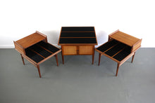 Load image into Gallery viewer, Set of Two Founders End tables / Night stands in Walnut and cane-ABT Modern