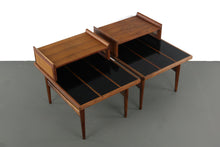 Load image into Gallery viewer, Set of Two Founders End tables / Night stands in Walnut and cane-ABT Modern