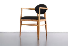 Load image into Gallery viewer, Set of Two Mid Century Modern Accent Chairs in Blonde Oak and Black Upholstery-ABT Modern