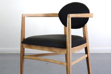 Load image into Gallery viewer, Set of Two Mid Century Modern Accent Chairs in Blonde Oak and Black Upholstery-ABT Modern