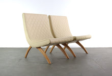 Load image into Gallery viewer, Set of Two Scoop Chairs in Cream Quilted Vinyl Attributed to Milo Baughman-ABT Modern