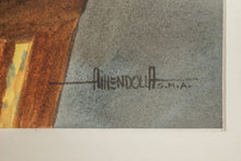 Load image into Gallery viewer, Signed Watercolor "El Equipal" Folk Art Painting by Luis Ricardo Amendolla, Mexico, c. 1980's-ABT Modern